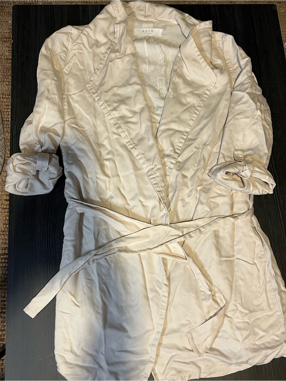 ASTR the Label Tencel Ramie Linen Drape Wrap Jacket Cream Size M AT11749